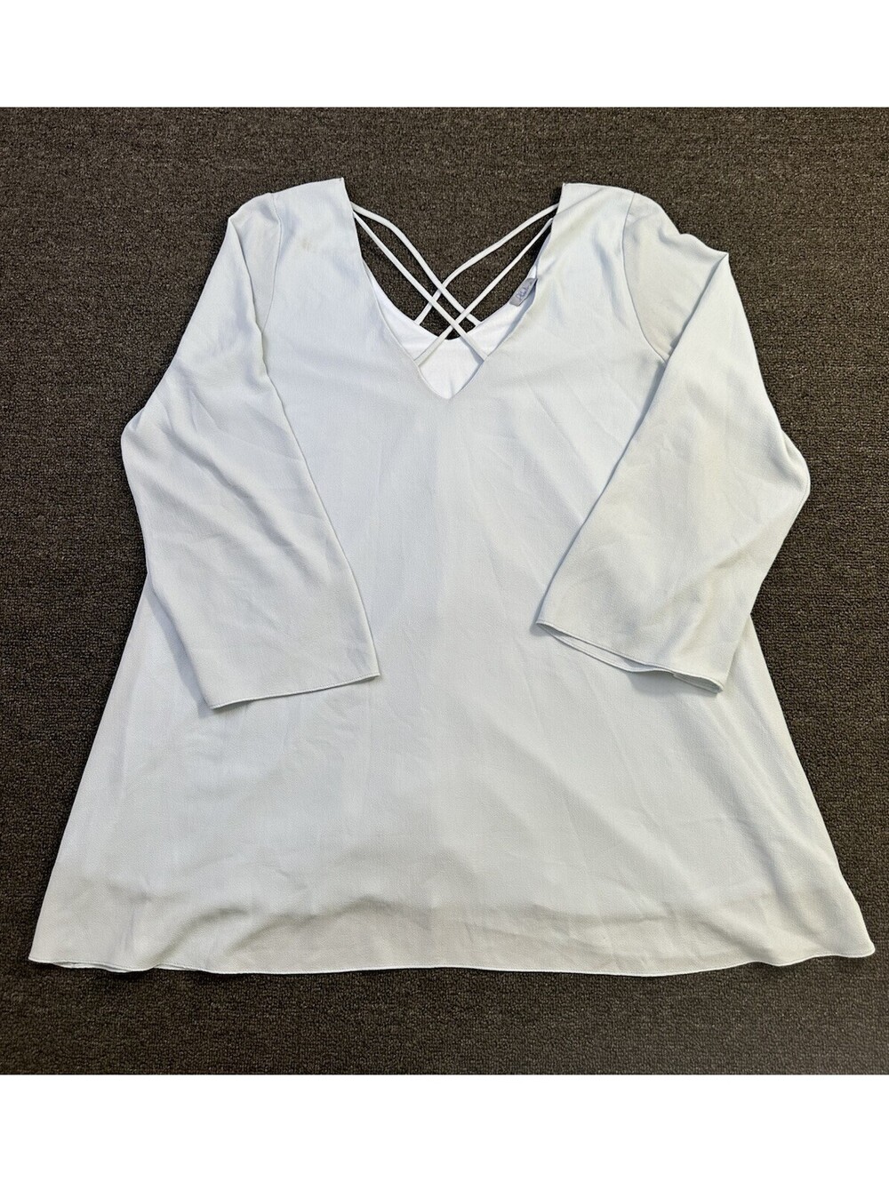 Abbeline Women’s Long Sleeve lattice Top L Blue mid length